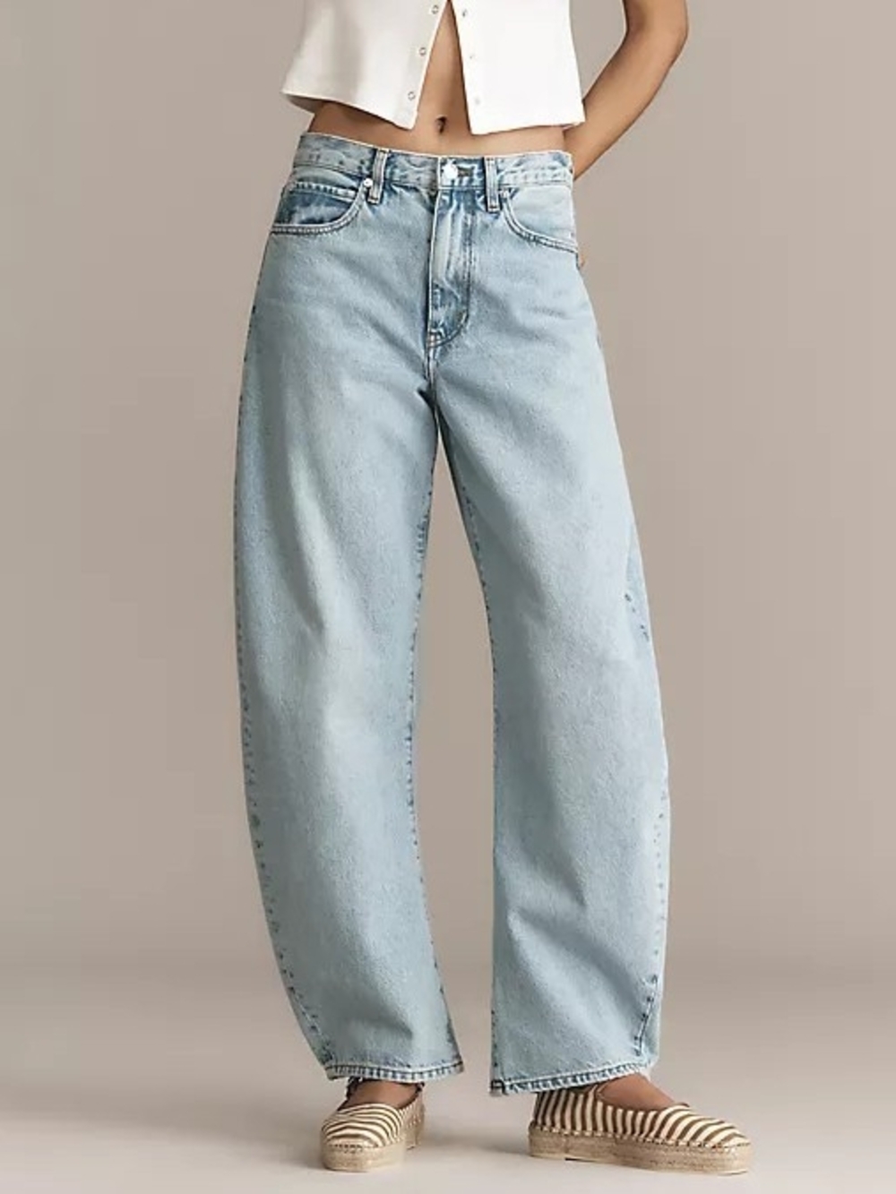 Frame Denim Light Blue High-Rise Wide-Leg Jeans 27